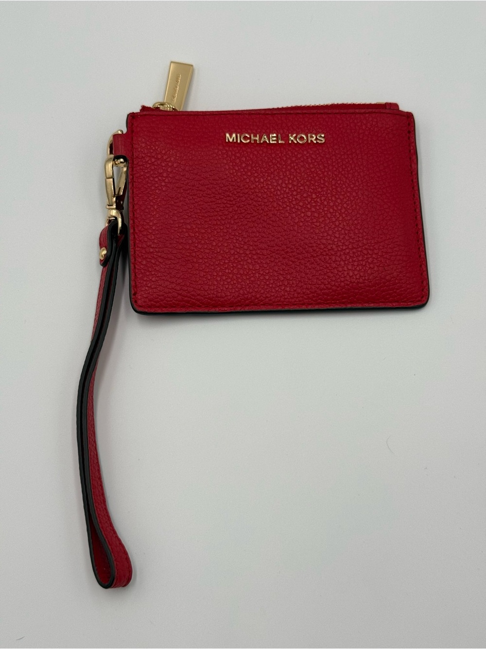 Michael Kors Red Pebbled Leather Wristlet with Gold Hardware